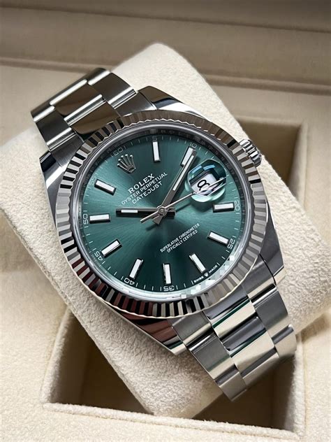 womens rolex with green face|rolex 41mm date just mint dial.